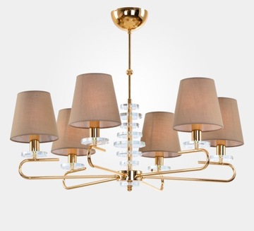 ELEGANCKA ZŁOTA LAMPA ŻYRANDOL ABAŻUR CATALEA 6 Promocja