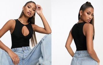 DESIGNEX Czarne dwuwarstwowe body z wycięciem 2XS (32)