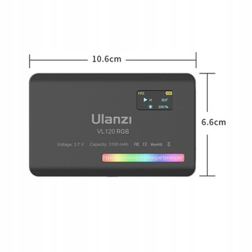 Светодиодная лампа Ulanzi VL120 RGB для видеокамеры