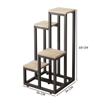 KWIETNIK METALOWY 4-POZIOMOWY PIĘTROWY STOJAK DONICZKI ROŚLINY KWIATY LOFT