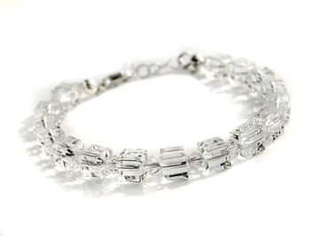 BRANSOLETKA KOSTKA 6 mm bezbarw Crystals Swarovski