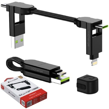 KABEL ROLLING SQUARE USB-C USB-A LIGHTNING MICRO-USB 100W 14.5CM INCHARGE X
