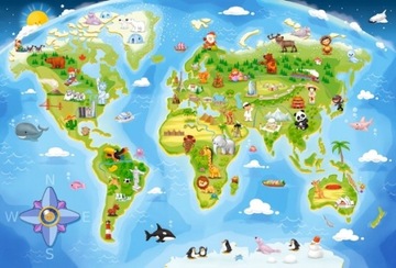 PUZZLE MAXI 40 MAPA ŚWIATA DLA DZIECI 4+ CASTOR