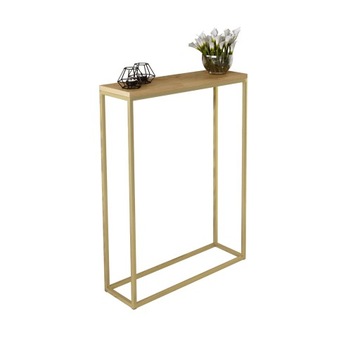 Nowoczesna Konsola Toaletka Przedpokój Glamour 60x20x80 Złota+Dąb Lancelot