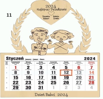 KALENDARZ GRAWER PREZENT NA DZIEŃ BABCI I DZIADKA