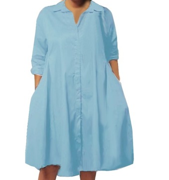 Sukienka tunika długa koszula LINDA 50/52 4xl 5xl niebieski