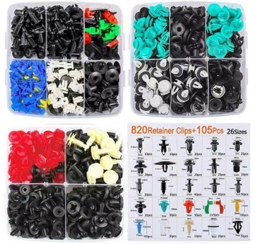 Штифты, зажимы, зажимы, шайбы, автомобильные ленты + инструменты - 925 элементов