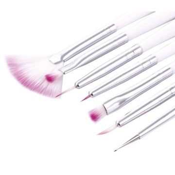 Pędzelki do żelu zdobień manicure zestaw 7szt biał