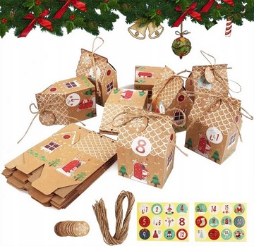 ДОМИК-КАЛЕНДАРЬ АДВЕНТА 24 шт. КРЕАТИВНЫЕ УКРАШЕНИЯ ДЛЯ ДЕТЕЙ своими руками, ПОДАРОК