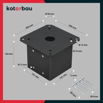 АНКЕРНЫЙ КРОНШТЕЙН НА БОЛТОВОМ ОСНОВЕ СТОЙКИ 140x140