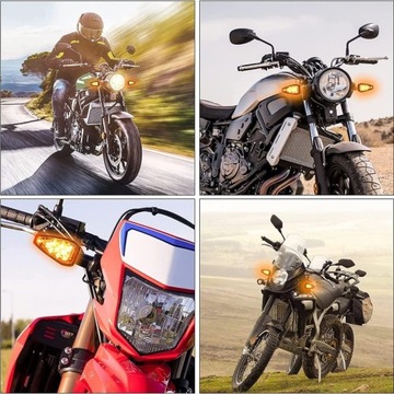 4 указателя поворота для мотоциклов, одобрение QUADA, 12 В, Дымчато-черный, 14 светодиодов.