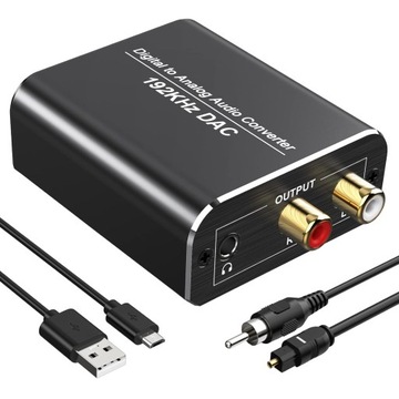 KONWERTER DAC 192KHZ FOKKY PRZEŁĄCZNIK CYFROWY NA ANALOGOWY JACK 3,5 MM PRO