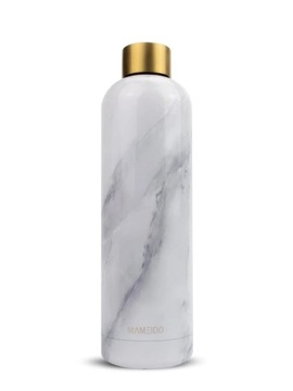 Metalowa butelka na wodę Mameido 750 ml White Marble Gold