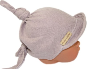 CHUSTKA Z DASZKIEM NA LATO MUŚLINOWA DOUBLE GAZE TAUPE