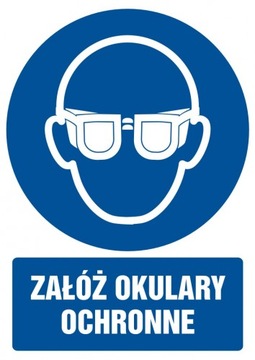 Załóż okulary ochronne znak folia 5,25x7,4