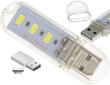 Mini Lampka USB 5V 3 x Dioda LED SMD USB PowerBank