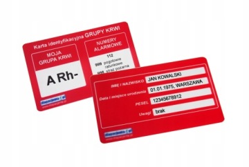 Карточка группы крови ARh- красная + силиконовый браслет на запястье