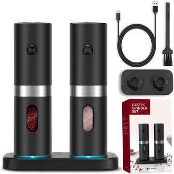 ZESTAW 2X MŁYNEK DO PIEPRZU SOLI ELEKTRYCZNY USB