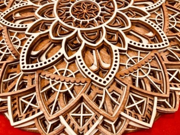 Мандала дерево 8 слоев 3D украшение стены