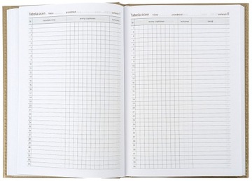 Kalendarz DZIENNY dla NAUCZYCIELA 2025/2026 różowy z GUMKĄ (12 tabel ocen)