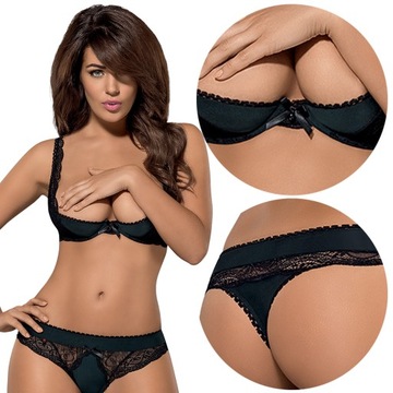 OBSESSIVE MIAMOR SET KOMPLET 2 części *L/XL czerń