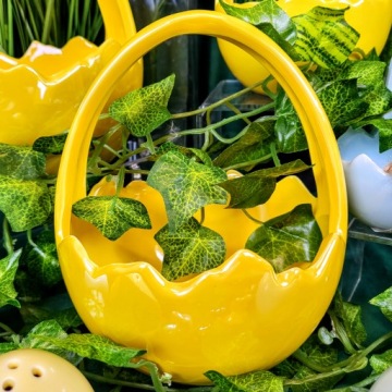 РАКУШКА, ЖЕЛТАЯ КОРЗИНА, БОЛЬШАЯ КРЫШКА ДЛЯ ЦВЕТОЧНОГО ГОРШКА