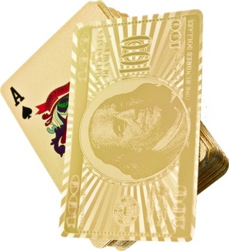 Пластиковые игральные карты, золото, доллар, доллар.