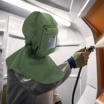 Пескоструйная шапка с капюшоном. Пескоструйная шапка с шарфом.