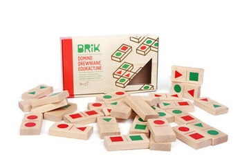 DOMINO DREWNIANE geometryczne klocki POLSKIE eko
