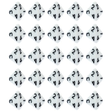 ZESTAW 25 KOSTEK K4 RPG BIAŁA KOŚĆ CZTEROŚCIENNA