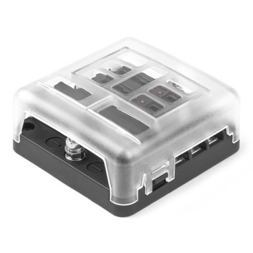 SKRZYNKA BEZPIECZNIKOWA 6 GNIAZD Z SZYNĄ UJEMNĄ