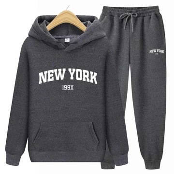 Zestaw komplet dresowy męski DŁUGIE SPODNIE BLUZA Z KAPTUREM NEW YORK 3XL