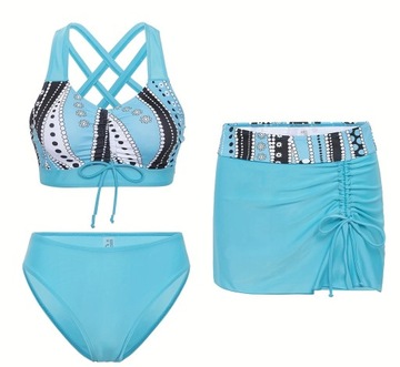 Три -купальники бикини для бикини юбки 3in1 Регулировка XL