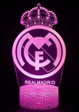 НОЧНОЙ СВЕТИЛЬНИК НА СТОЛ С ЛОГОТИПОМ ФУТБОЛА РЕАЛ МАДРИД 16 СВЕТОДИОДОВ 3D ПУЛЬТ ДИСТАНЦИОННОГО УПРАВЛЕНИЯ