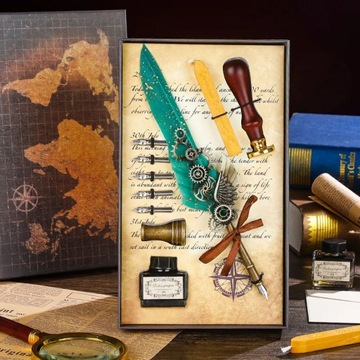 Antique Feather Dip Pen Kit Retro Classic European Quill Pen Ostrich