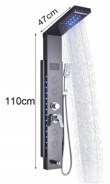 Душевая панель со светодиодной подсветкой, душ-водопад, гидромассаж - элегантная ванная комната