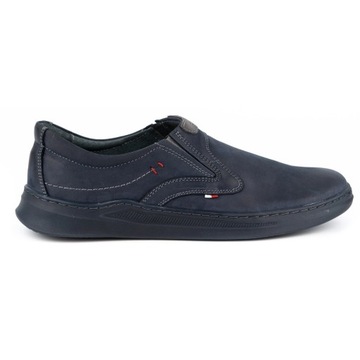 Buty męskie skórzane wsuwane casual POLSKIE 284GT granatowe 44