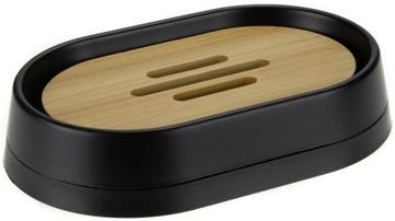 МЫЛЬНИЦА С ЧЕРНОЙ МАТОВОЙ БАМБУКОВОЙ ПОДСТАВКОЙ