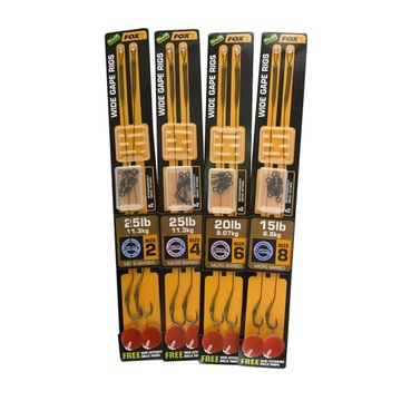 FOX Gotowe przypony Wide Gape Rigs 25Lb / Nr 4/ 2s