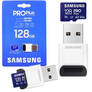 KARTA Samsung Pro PLUS 2023 microSDXC 128GB UHS-I U3 + czytnik kart pamięci