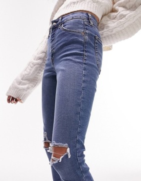 Topshop Jamie Niebieskie jeansy z dziurami 25/32