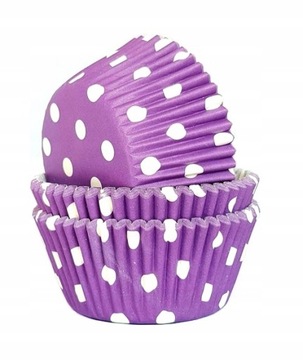 FIOLETOWE FOREMKI do BABECZEK MUFFINEK PAPIEROWE PAPILOTKI wzory 7cm 100szt