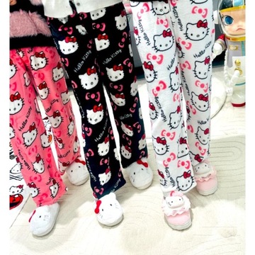 ЖЕНСКИЕ ПЛОТНЫЕ ТЕПЛЫЕ ФЛАНЕЛЕВЫЕ ПИЖАМНЫЕ БРЮКИ HELLO KITTY, МЯГКИЕ, УДОБНЫЕ