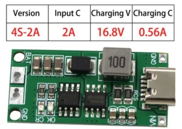 Литий-ионный аккумулятор Step-Up и зарядное устройство 3S 12,6 В 2 А USB-C / 0045