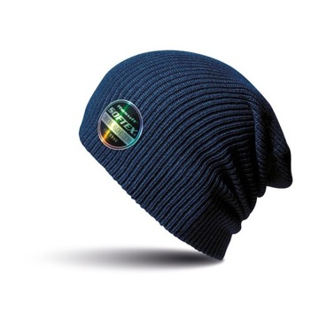 CZAPKA OVERSIZE BEANIE SMERFETKA MIĘKKA GRANATOWA