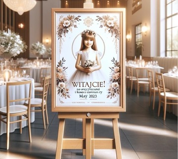 Эксклюзивная доска с приветствием к Первому причастию — фотоколлаж 60x90