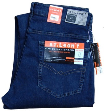 Klasyczne niebieskie DŻINSY ST.Leon'f Lycra MOCNE W32 L32 pas 82/86 cm