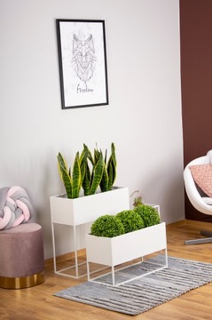 DONICA METALOWA PROSTOKĄTNA RODOS, 60 cm BIAŁA