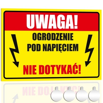 Tabliczka PCV UWAGA! OGRODZENIE POD NAPIĘCIEM 30x20 Druk UV + przylepce
