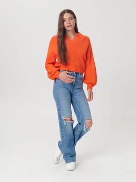 SINSAY POMARAŃCZOWY SWETER KOŁNIERZ (XS)
